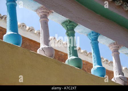 Bannisters in Riad Afensou Marokko Stockfoto