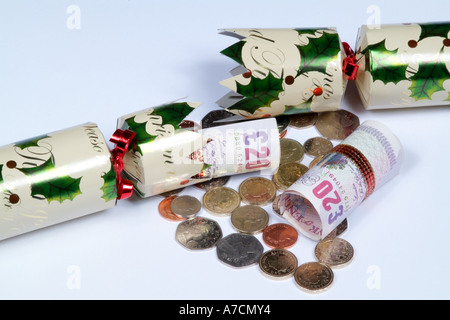 Christmas Cracker Überraschung Paket bares Geld Stockfoto
