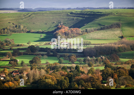 Ansicht von Norden Dorset Landschaft in der Nähe von Hambledon Hill im Herbst Stockfoto