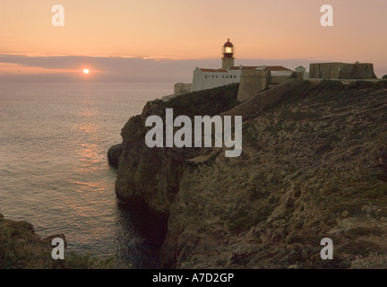 Die Algarve, Kap St. Vincent Leuchtturm an der Süd-West-Spitze von Europa Stockfoto