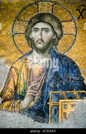 14. Jahrhundert Gestalt Christi, Detail aus dem Deesis Mosaik in der Hagia Sophia Moschee Sultanahmet Istanbul Stockfoto