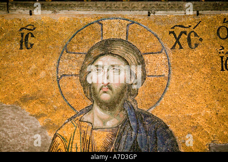 14. Jahrhundert Gestalt Christi, Detail aus dem Deesis Mosaik in der Hagia Sophia Moschee Sultanahmet Istanbul Stockfoto