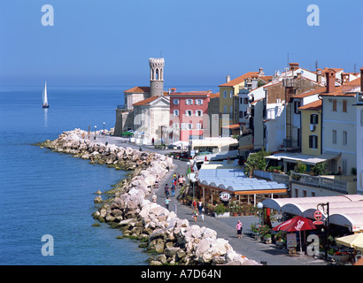 Piran, Altstadt, Presernovo Nab Stockfoto