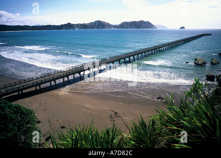 New Zealand s längste Pier Tolaga Bay Eastland Stockfoto