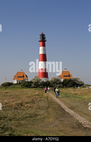 Leuchtturm Westerhever, Deutschland, Schleswig-Holstein, Wattenmeer NP Stockfoto