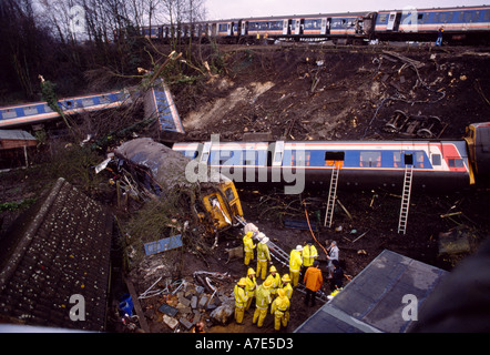 Das Zugunglück in Purley in Surrey England am 4. März 1989 sechs Menschen starben und achtzig wurden verletzt, als zwei Züge zusammengestoßen Stockfoto