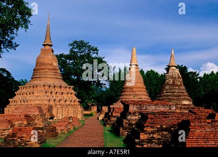 Wat Mahathat, buddhistische Tempel, buddhistische Tempel Komplex, Sukhothai Historical Park, Sukhothai, Provinz Sukhothai, Thailand, Südostasien, Asien Stockfoto