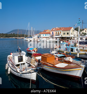 Hafen in Fiskardo, Kefalonia, Ionische Inseln, Griechenland Stockfoto