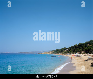 Makris Gialos Beach in der ruhigen Jahreszeit, Lassi, in der Nähe von Argostoli, Kefalonia, Ionische Inseln, Griechenland Stockfoto