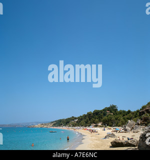 Makris Gialos Beach in der ruhigen Jahreszeit, Lassi, in der Nähe von Argostoli, Kefalonia, Ionische Inseln, Griechenland Stockfoto