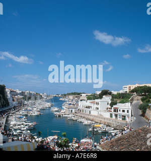 Blick über den alten Hafen, Ciutadella (Ciudadela), Menorca, Balearen, Spanien Stockfoto