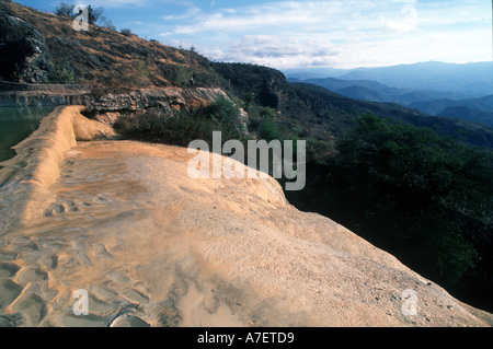 Nordamerika, Mexiko, Oaxaca, Hirve el Agua--das Wasser kocht, sind versteinerte Mineralien, die Pools bilden. Stockfoto