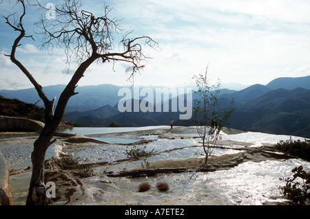 Nordamerika, Mexiko, Oaxaca, Hirve el Agua--gibt das Wasser kocht versteinerten Mineralien bilden Pools. Stockfoto