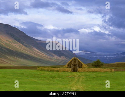 Alten Rasen Kirche Grafakirkja, Groef, Skagafjoerthur, Island Stockfoto