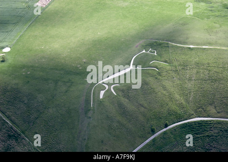 Hohen Niveau schräg Luftbild südlich von Uffington White Horse in Berkshire Downs in Uffington Oxfordshire England UK Stockfoto