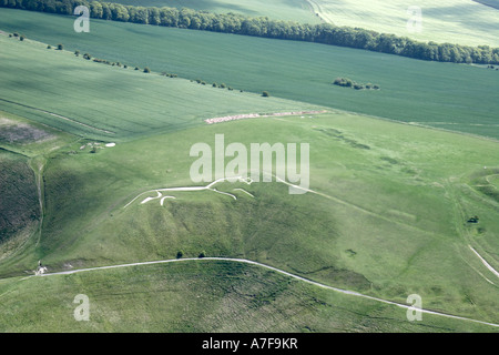 Hohen Niveau schräg Luftbild südlich von Uffington White Horse in Berkshire Downs in Uffington Oxfordshire England UK Stockfoto