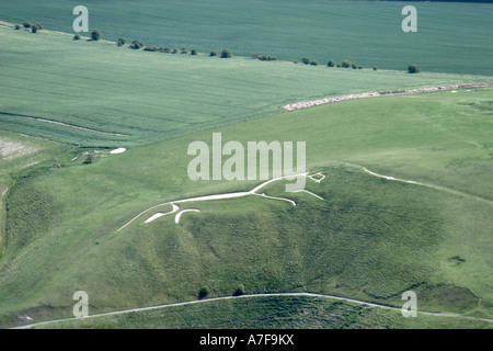 Hohen Niveau schräg Luftbild südlich von Uffington White Horse in Berkshire Downs in Uffington Oxfordshire England UK Stockfoto