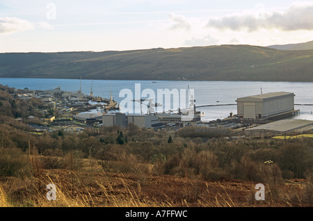 GARELOCHHEAD ARGYLL SCHOTTLAND GROSSBRITANNIEN Februar auf HM Naval Base Clyde an der Gegenwart Faslane Port Royal Navy in Schottland Home von u-Boot Stockfoto