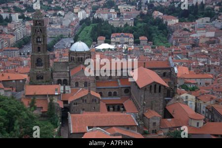 Le Puy-en-Velay Kathedrale von Notre Dame de France Statue, Rocher Cornieille Stockfoto