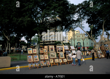 Peru, Lima, Miraflores District, SA, Sonntag Kunstmarkt im Parque Central Stockfoto