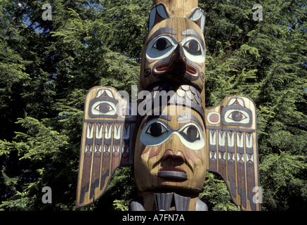 NA, USA, Alaska, Ketchikan, Inside Passage, Totempfahl. Stockfoto