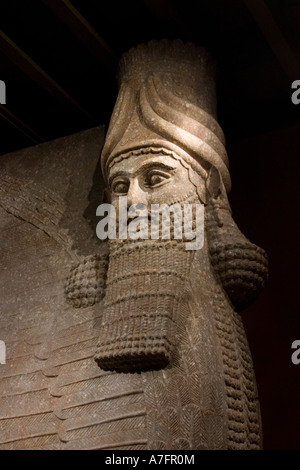 Assyrische Menschen geleitet geflügelten Stier aus der orientalischen Institut Chicago Illinois Stockfoto