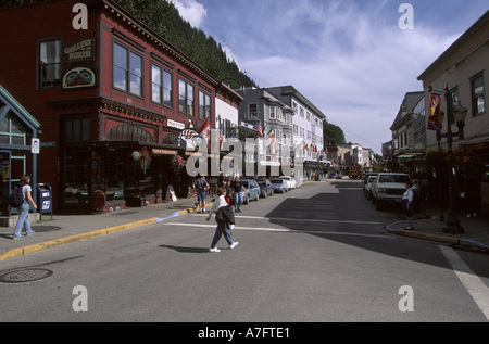 USA, Alaska Juneau Juneau ist ein Anlaufpunkt für viele Kreuzfahrtschiffe. das alte Stadtzentrum ist gesäumt von vielen Fachgeschäften Stockfoto