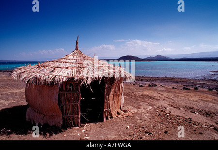 Desert Camp der Afar-Nomaden Dschibuti nach Djibouti am Afrika Afar Dreieck Stockfoto