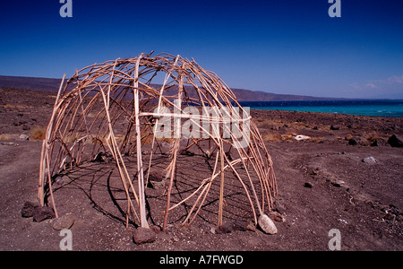 Desert Camp der Afar-Nomaden Dschibuti nach Djibouti am Afrika Afar Dreieck Stockfoto