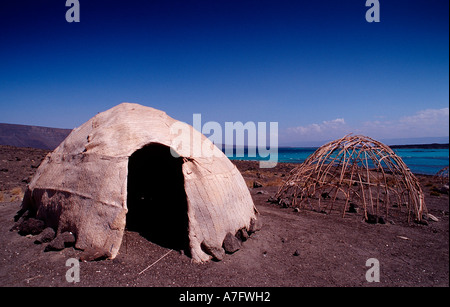 Desert Camp der Afar-Nomaden Dschibuti nach Djibouti am Afrika Afar Dreieck Stockfoto