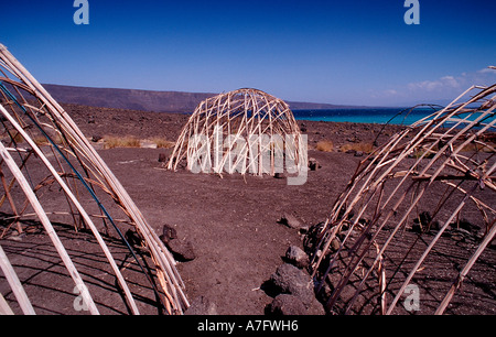 Desert Camp der Afar-Nomaden Dschibuti nach Djibouti am Afrika Afar Dreieck Stockfoto