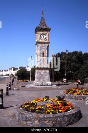 Der Uhrturm am Strand von Exmouth, South Devon Stockfoto