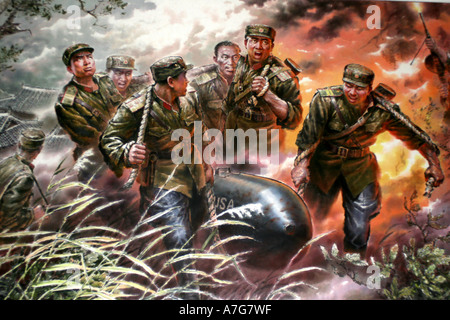 Malerei im koreanischen Kunstmuseum des nordkoreanischen Kräfte haben eine amerikanische Blindgänger erfasst Stockfoto