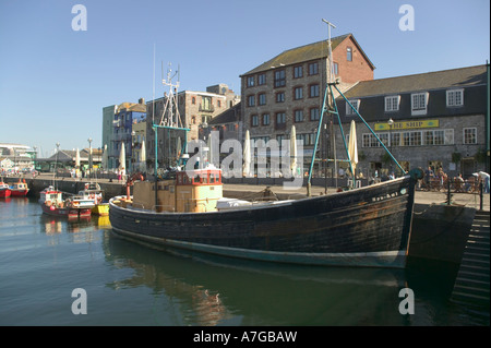 Sutton Harbour Wharf und Barbican Gebäude Plymouth Devon Great Britain Stockfoto