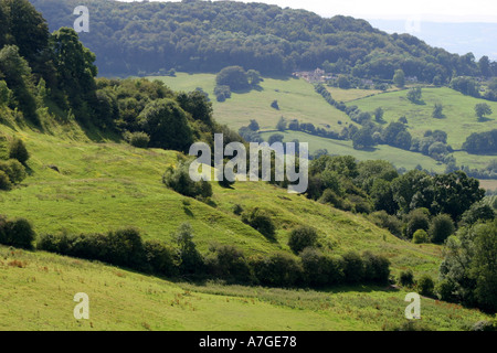 Blick vom Birdlip-Hügel in Gloucestershire Stockfoto