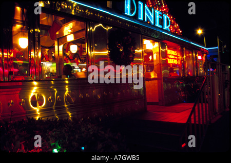 NA, USA, Florida, Miami, Miami Beach, South Beach, Neon-Nachtlicht Stockfoto