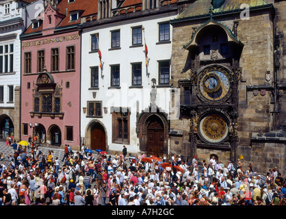 Prag, Altstädter Rathaus, astronomische Uhr Stockfoto