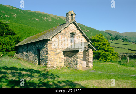 St.-Martins-Kirche, bekannt als Martindale alte Kirche, in der Nähe von Howtown südlich von Ullswater im englischen Lake District, Cumbria. Stockfoto