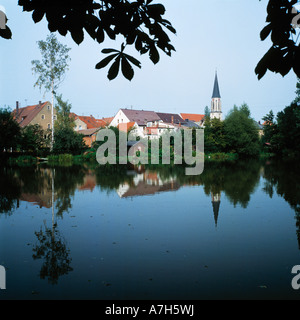 Stadtansicht Mit Kirche, Kemnath, Oberpfalz, Bayern Stockfoto