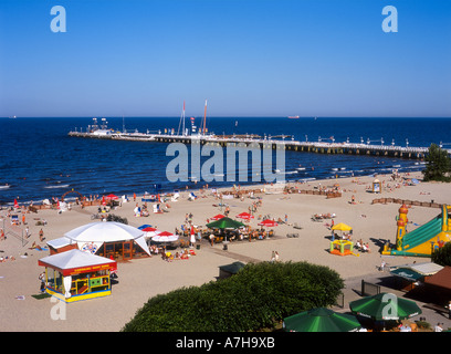 Sopot Pier und Strand, Ostsee Stockfoto