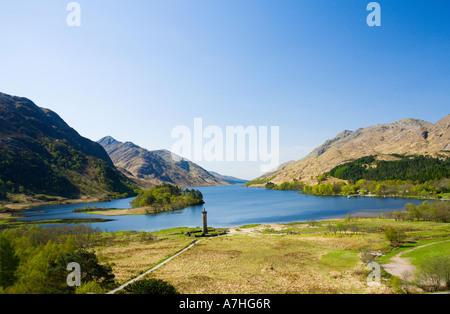 Statue Denkmal von Bonnie Prince Charlie an der Spitze von Loch Shiel Glenfinnan Highlands Schottland Stockfoto