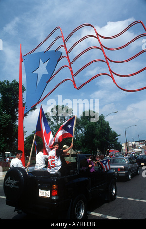 USA, IL, Chicago. Chicagos Puerto Rican Day Parade. Stockfoto