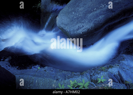 Nordamerika, uns, mir, Schraube Schnecke fällt.  Das Wasser fließt vorbei an den Felsen. Northern Forest. Piscataquis Berge. Stockfoto