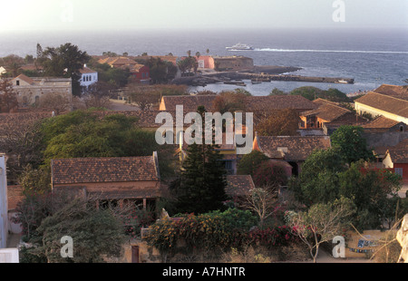 Blick über Goree Island vom Le Castel einem Felsvorsprung auf der Insel Goree Island Senegal Stockfoto