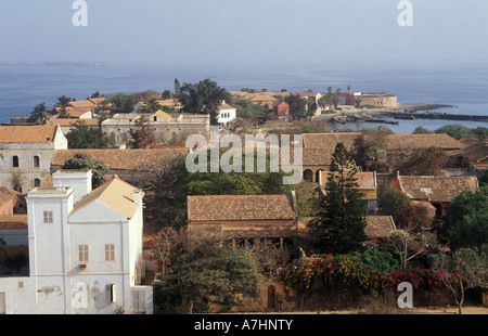 Blick über Goree Island vom Le Castel einem Felsvorsprung auf der Insel Goree Island Senegal Stockfoto