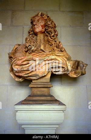 Büste von Ludwig XIV., Büste, Ludwig XIV., Chateau d'USSE, Schloss von Usse, Chateau Usse, Rigny-Usse, Tal der Loire, Region Centre, Frankreich, Europa Stockfoto