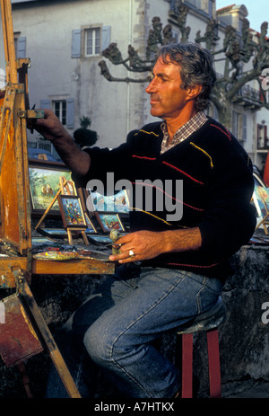 1, 1, Franzose, französischer Mann, Künstler, Maler, Malerei, Französisches Baskenland, Stadt, Saint-Jean-de-Luz, Frankreich, Europa Stockfoto