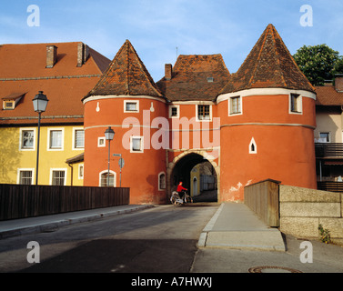 Stadttor, Biertor, Cham, Naturpark Oberer Bayerischer Wald, Oberpfalz, Bayern Stockfoto