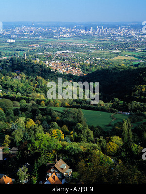 Panoramablick aus Den Bergen des Taunus deutschen Königstein Im Taunus Nach Frankfurt Am Main in Hessen Stockfoto