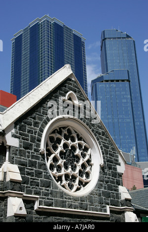 Architektonische Kontraste in Melbourne, Australien. Stockfoto